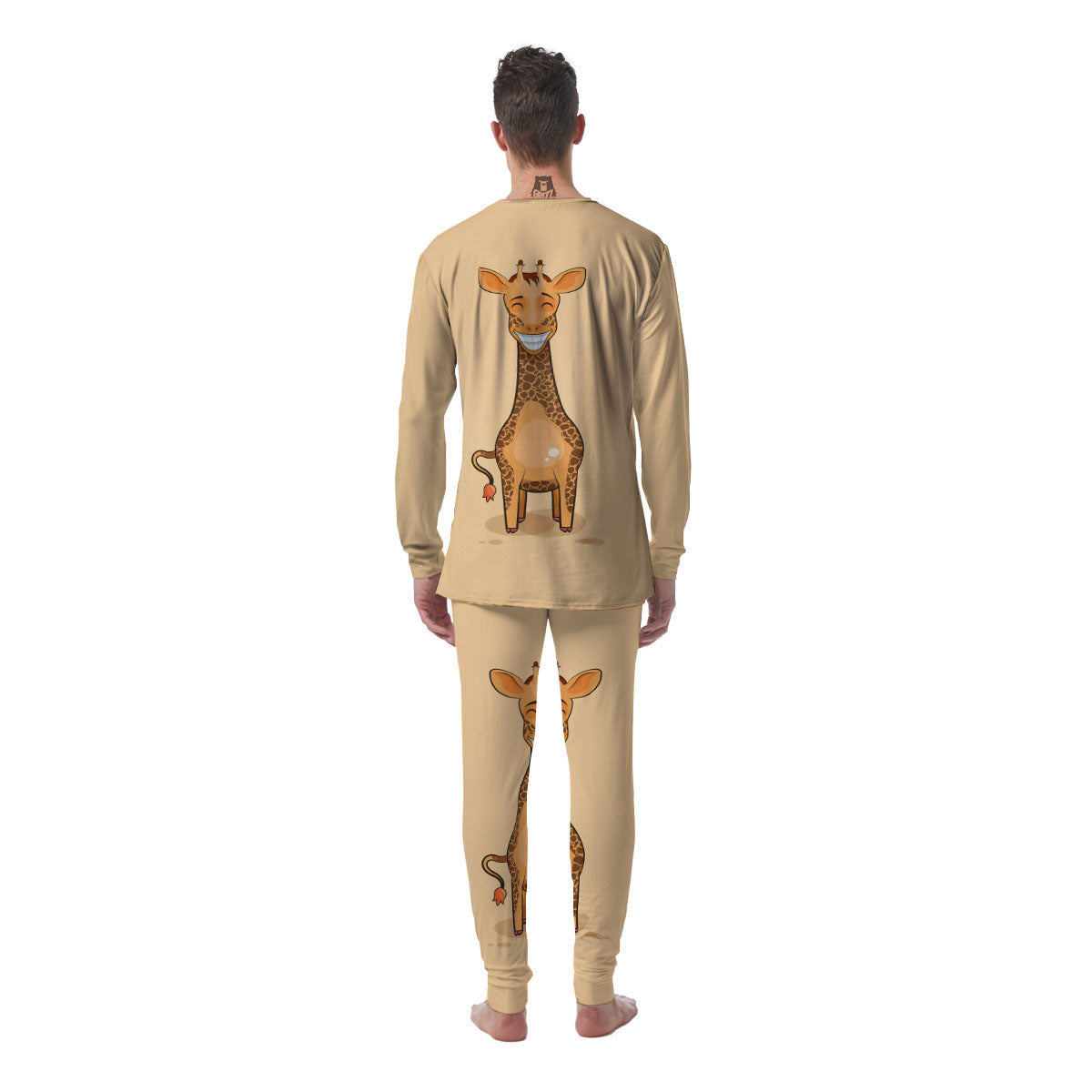 Giraffe Smiley Face Print Men's Pajamas-grizzshop