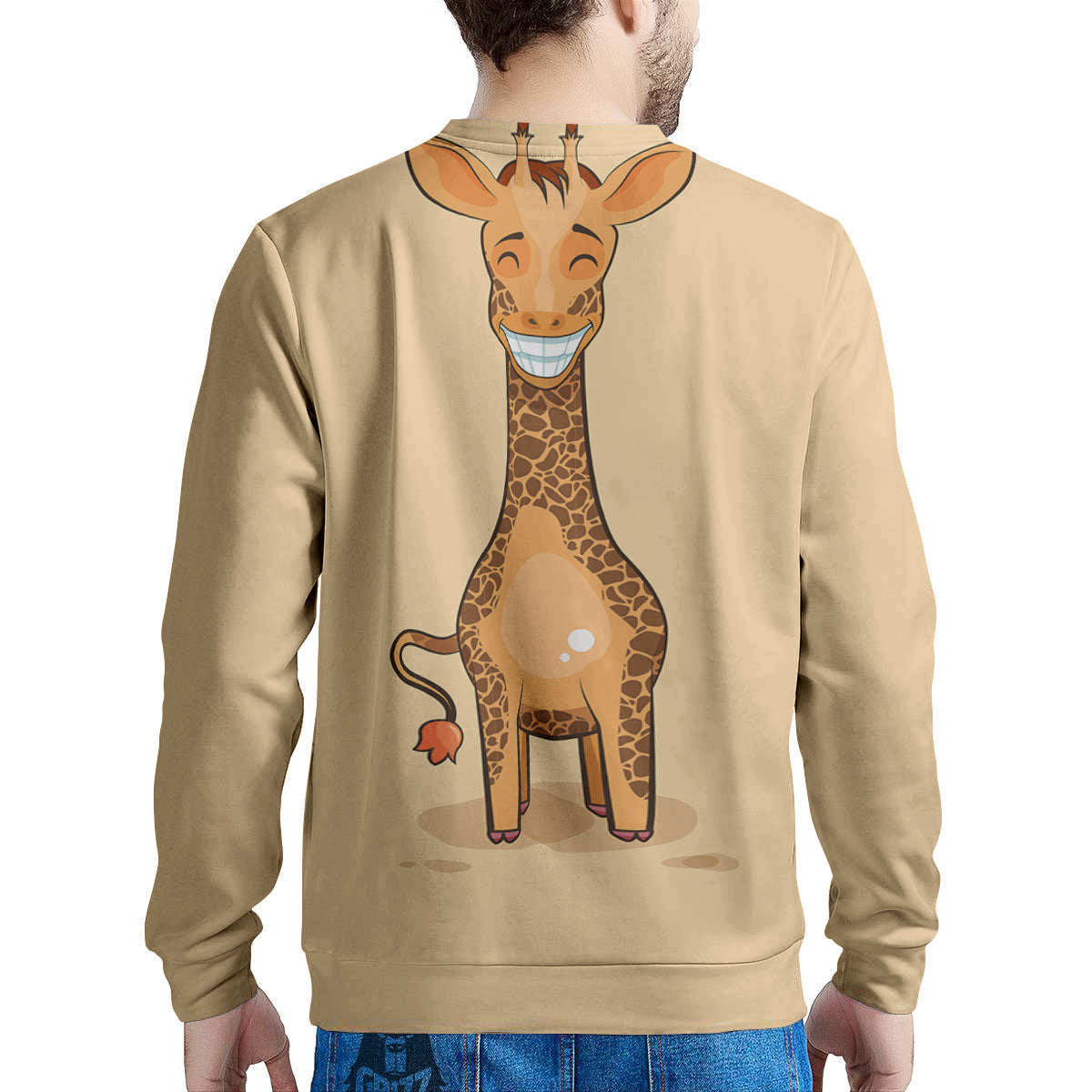 Giraffe Smiley Face Print Men's Sweatshirt-grizzshop