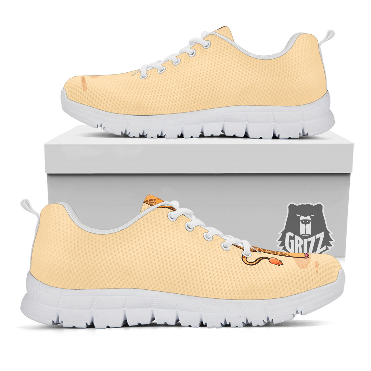 Giraffe Smiley Face Print White Sneaker-grizzshop