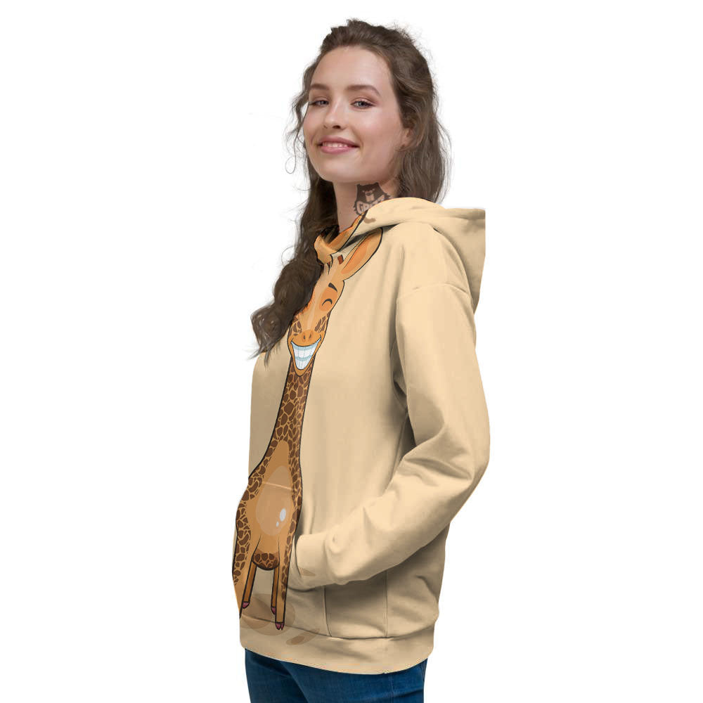 Giraffe Smiley Face Print Women's Hoodie-grizzshop