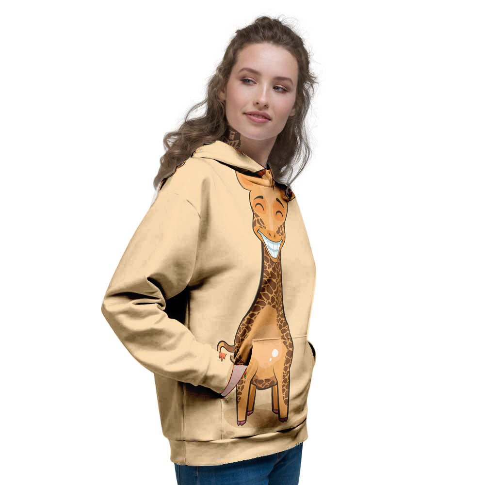 Giraffe Smiley Face Print Women's Hoodie-grizzshop