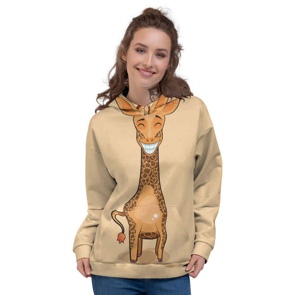Giraffe Smiley Face Print Women's Hoodie-grizzshop