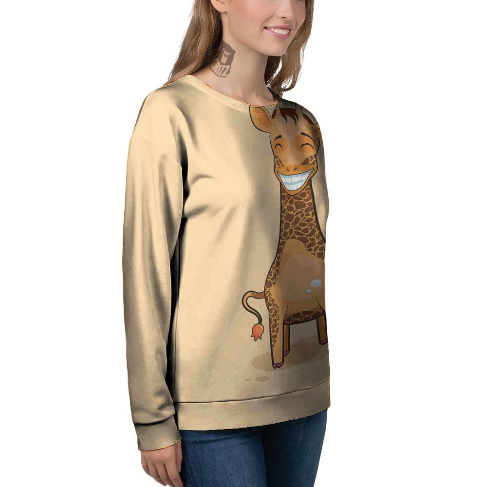 Giraffe Smiley Face Print Women's Sweatshirt-grizzshop