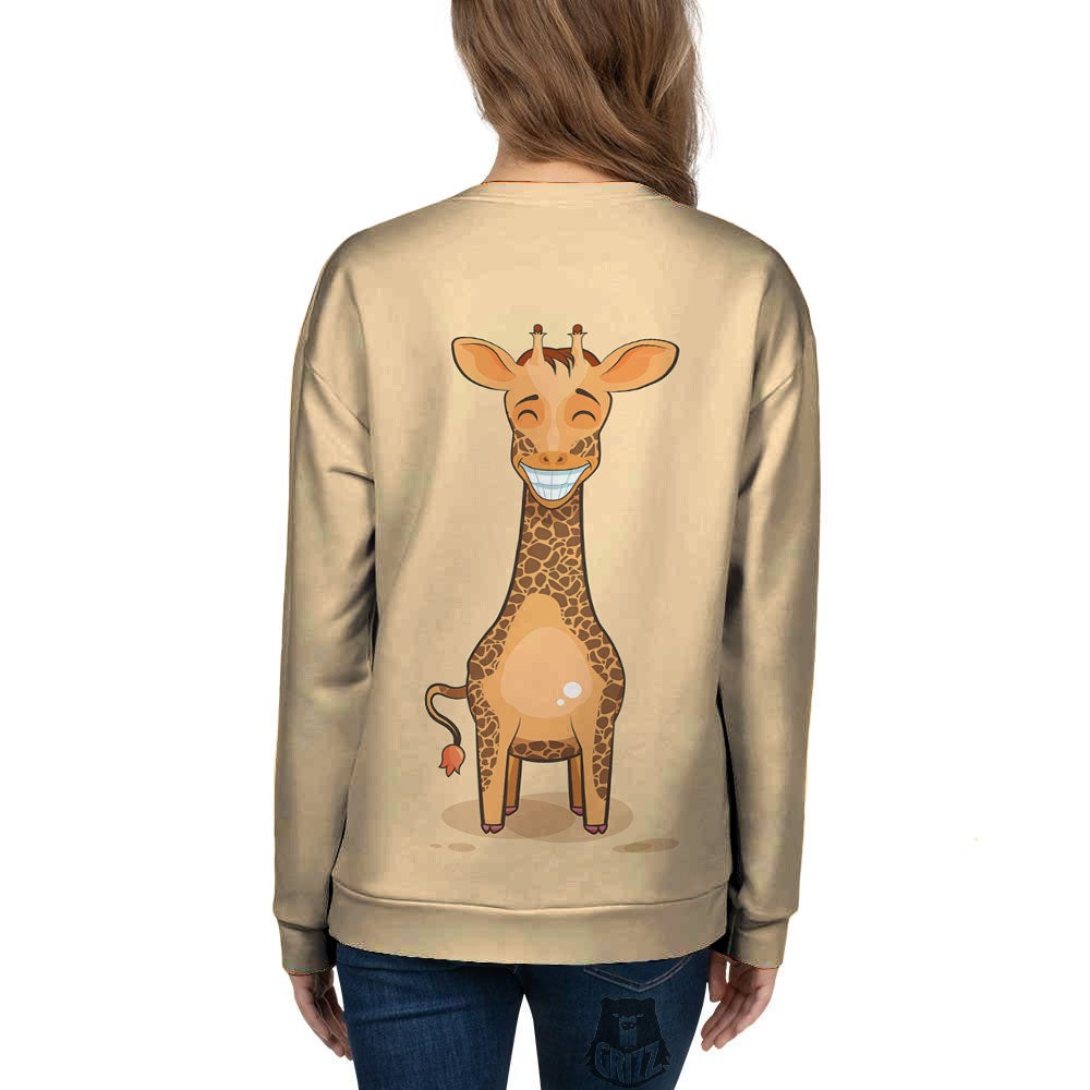 Giraffe Smiley Face Print Women's Sweatshirt-grizzshop