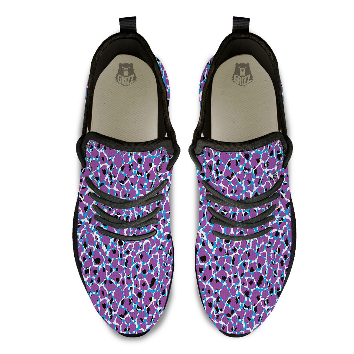 Giraffe Teal And Purple Print Pattern Black Athletic Shoes-grizzshop