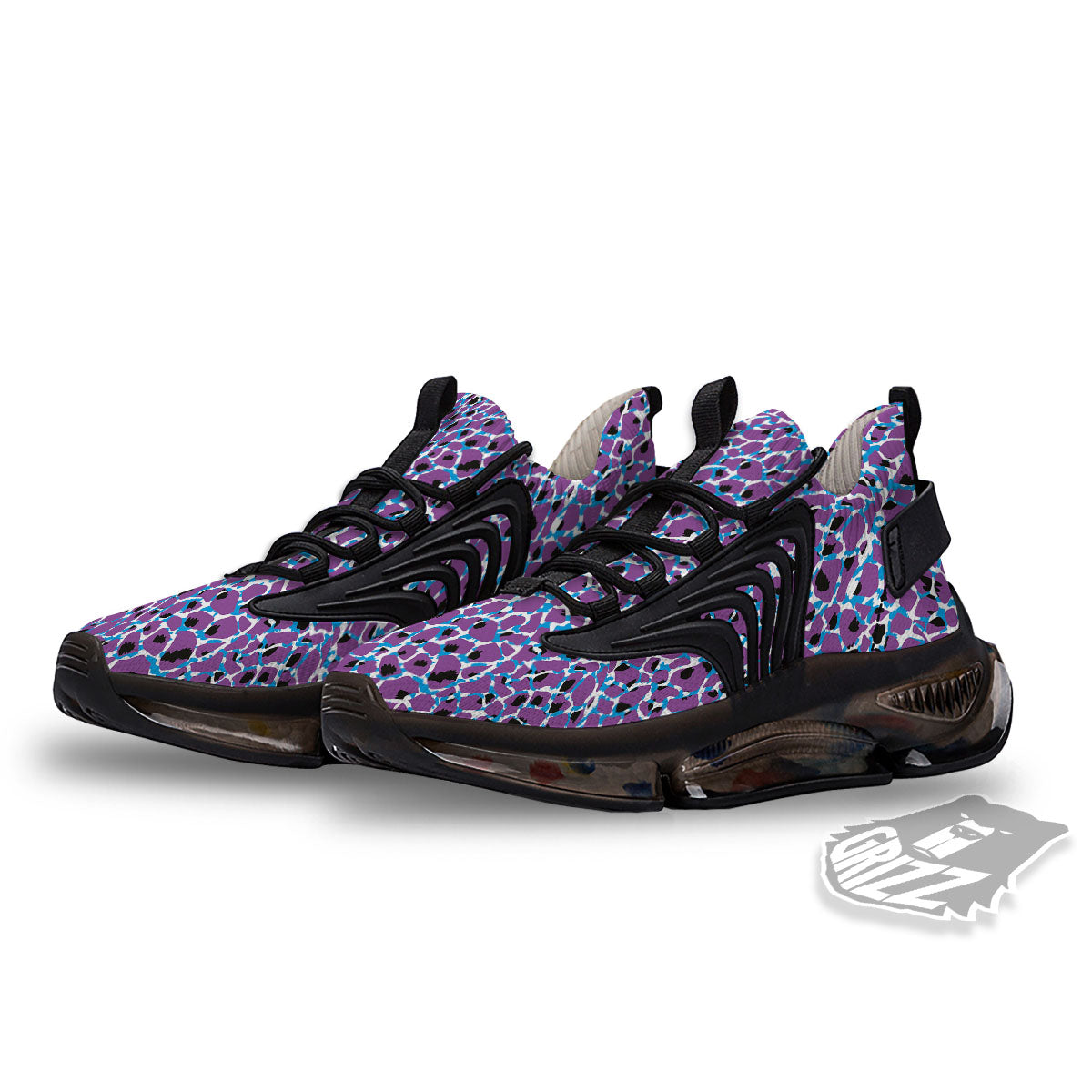 Giraffe Teal And Purple Print Pattern Black Gym Shoes-grizzshop