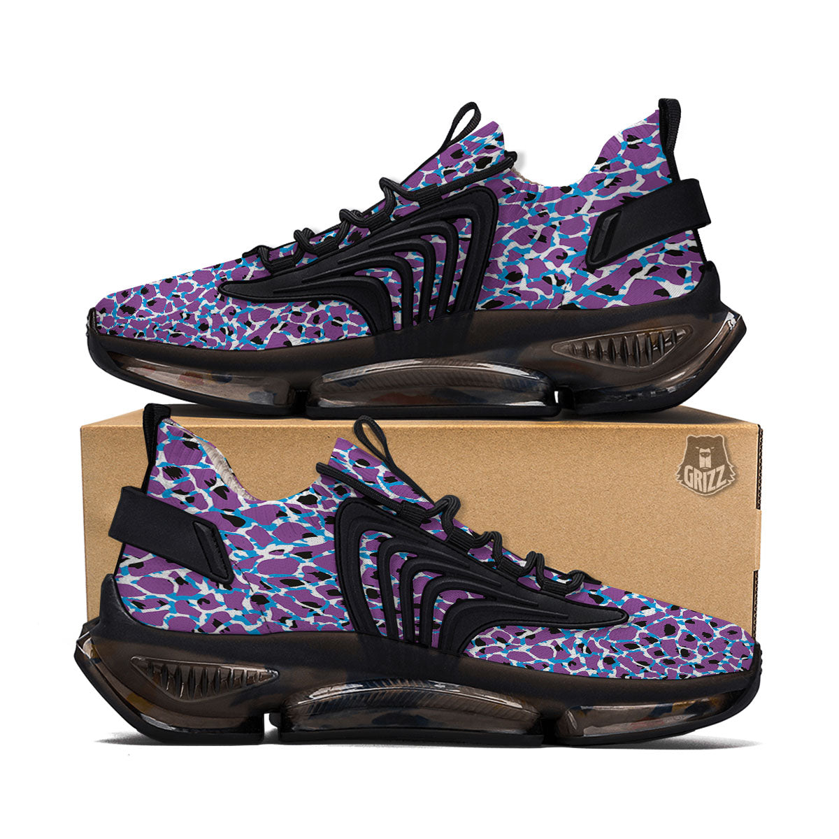 Giraffe Teal And Purple Print Pattern Black Gym Shoes-grizzshop