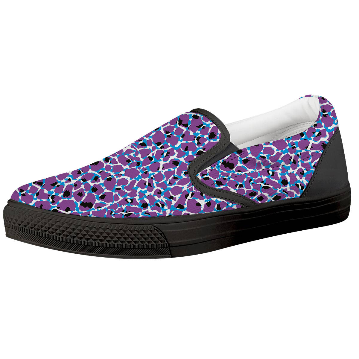 Giraffe Teal And Purple Print Pattern Black Slip On Shoes-grizzshop