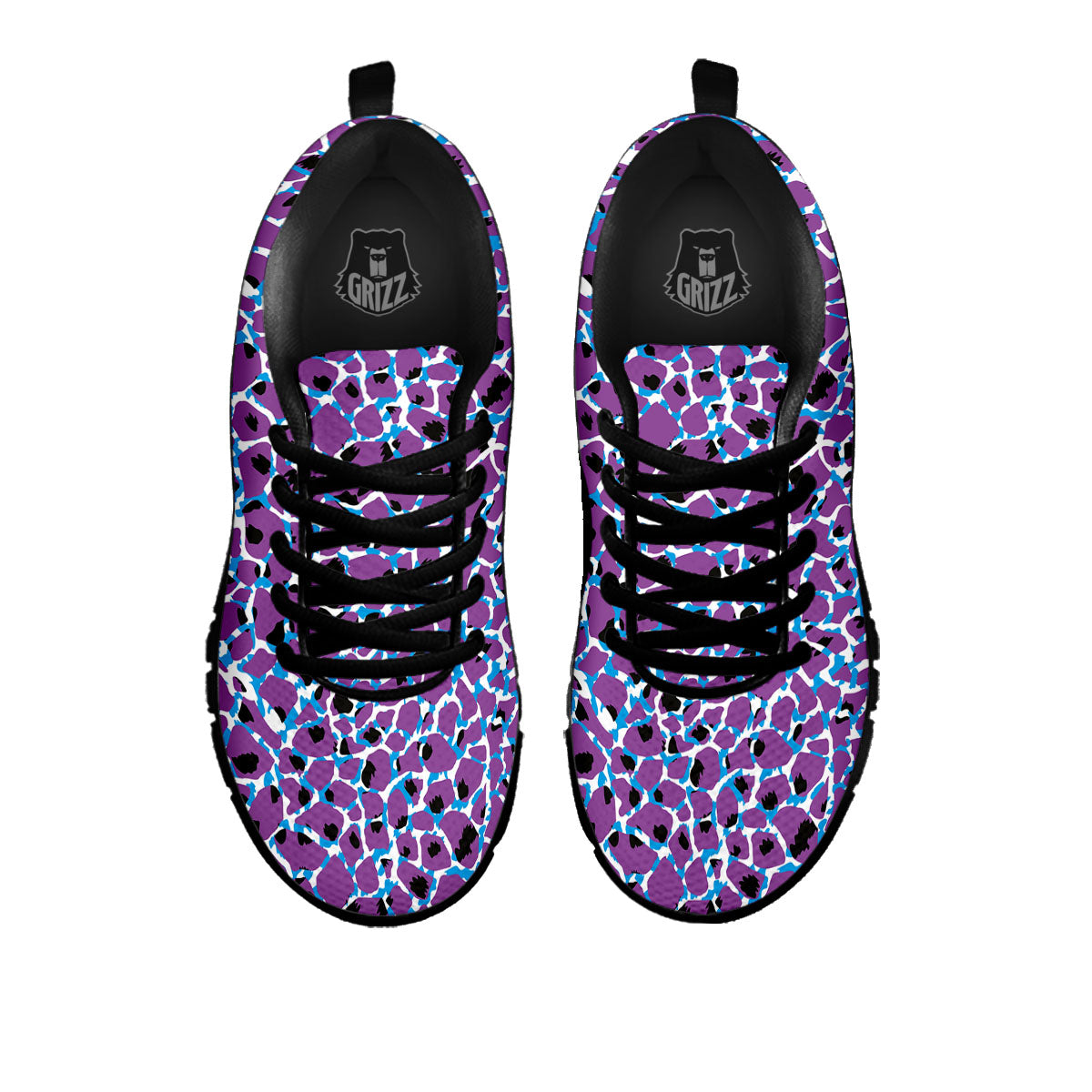 Giraffe Teal And Purple Print Pattern Black Sneaker-grizzshop