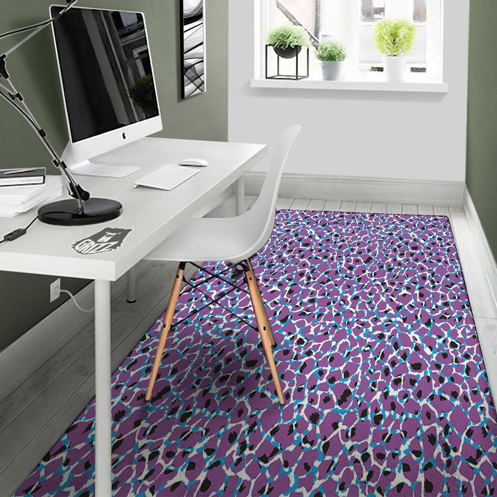 Giraffe Teal And Purple Print Pattern Floor Mat-grizzshop
