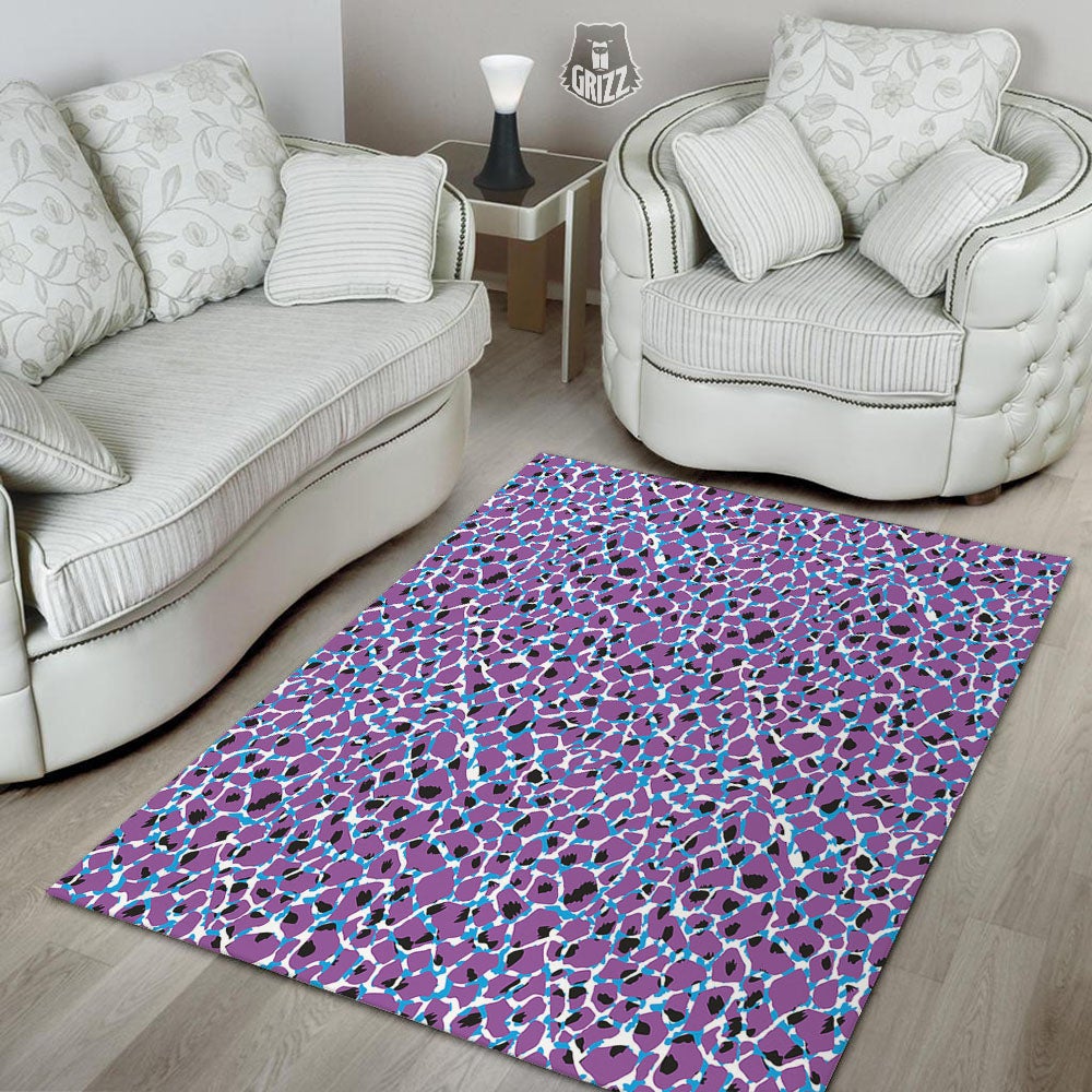 Giraffe Teal And Purple Print Pattern Floor Mat-grizzshop