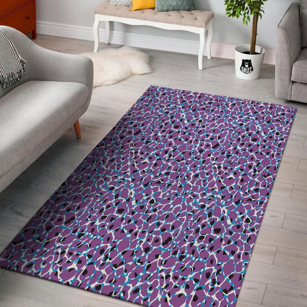 Giraffe Teal And Purple Print Pattern Floor Mat-grizzshop