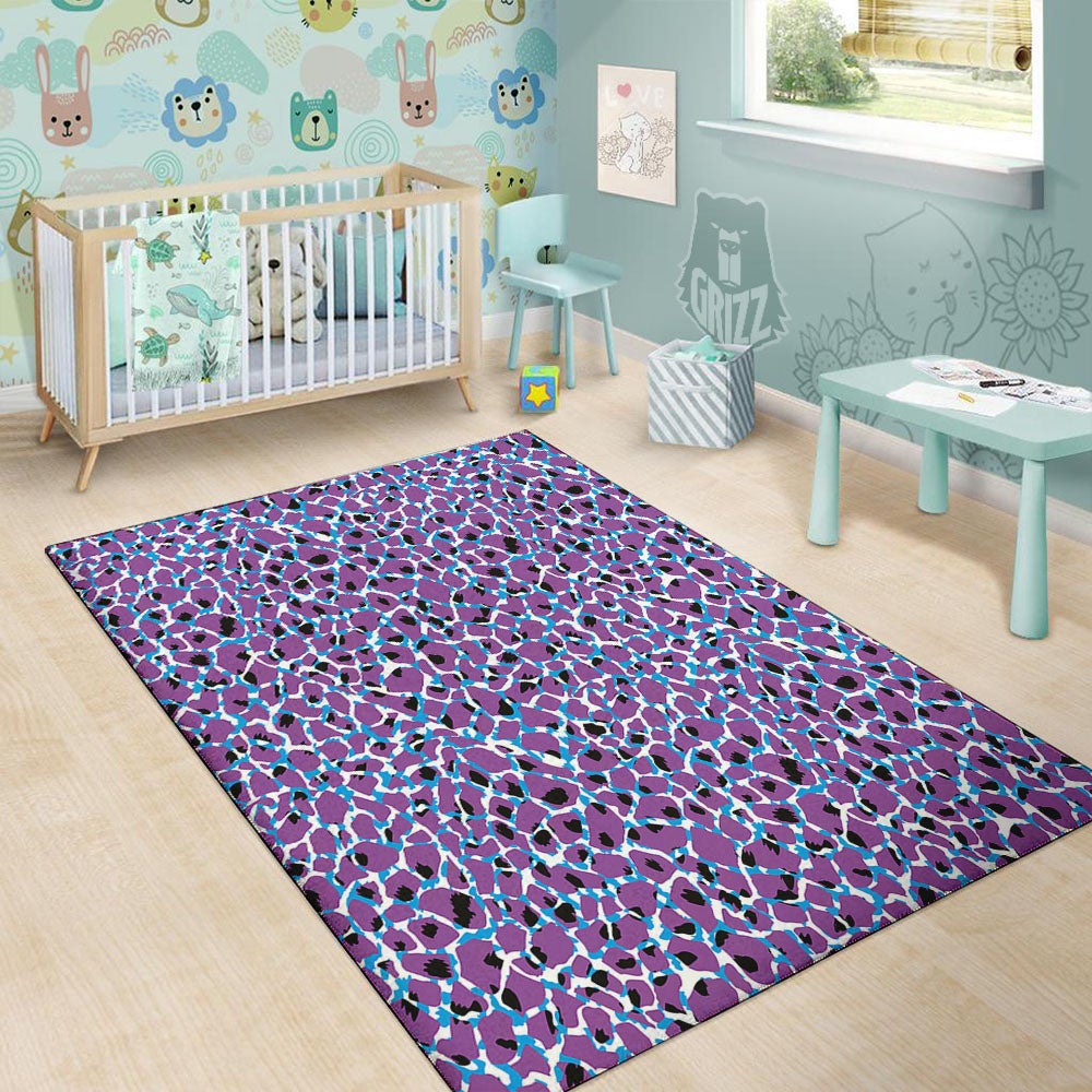 Giraffe Teal And Purple Print Pattern Floor Mat-grizzshop