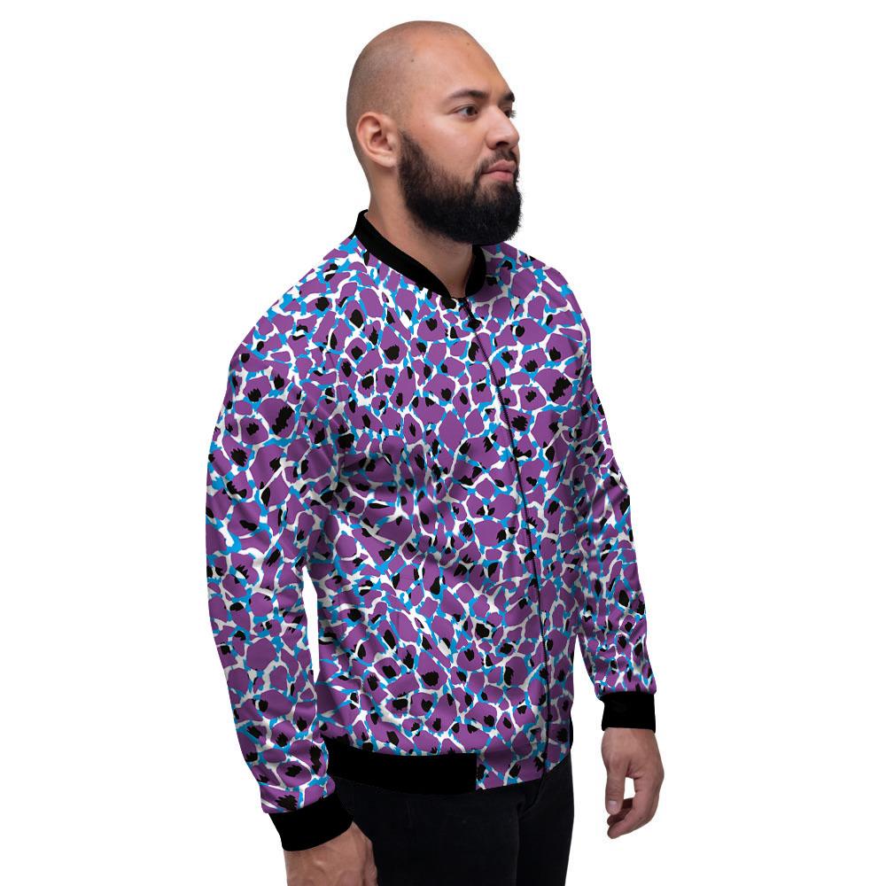 Giraffe Teal And Purple Print Pattern Men's Bomber Jacket-grizzshop