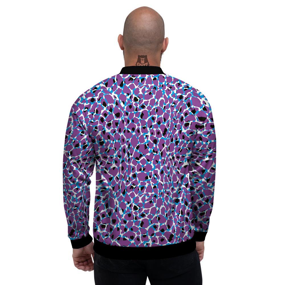 Giraffe Teal And Purple Print Pattern Men's Bomber Jacket-grizzshop