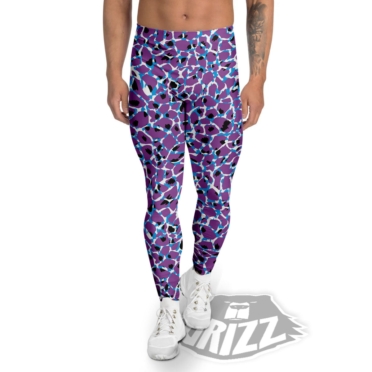 Giraffe Teal And Purple Print Pattern Men's Leggings-grizzshop