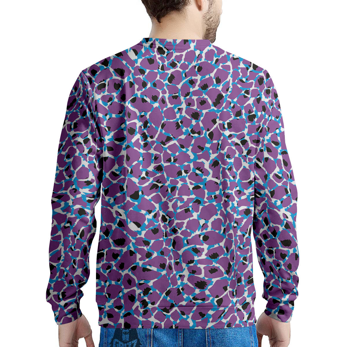 Giraffe Teal And Purple Print Pattern Men's Sweatshirt-grizzshop