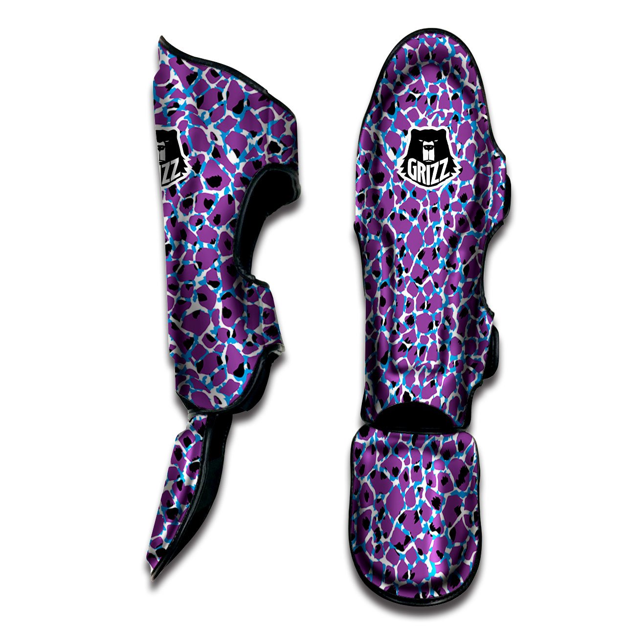 Giraffe Teal And Purple Print Pattern Muay Thai Shin Guards-grizzshop