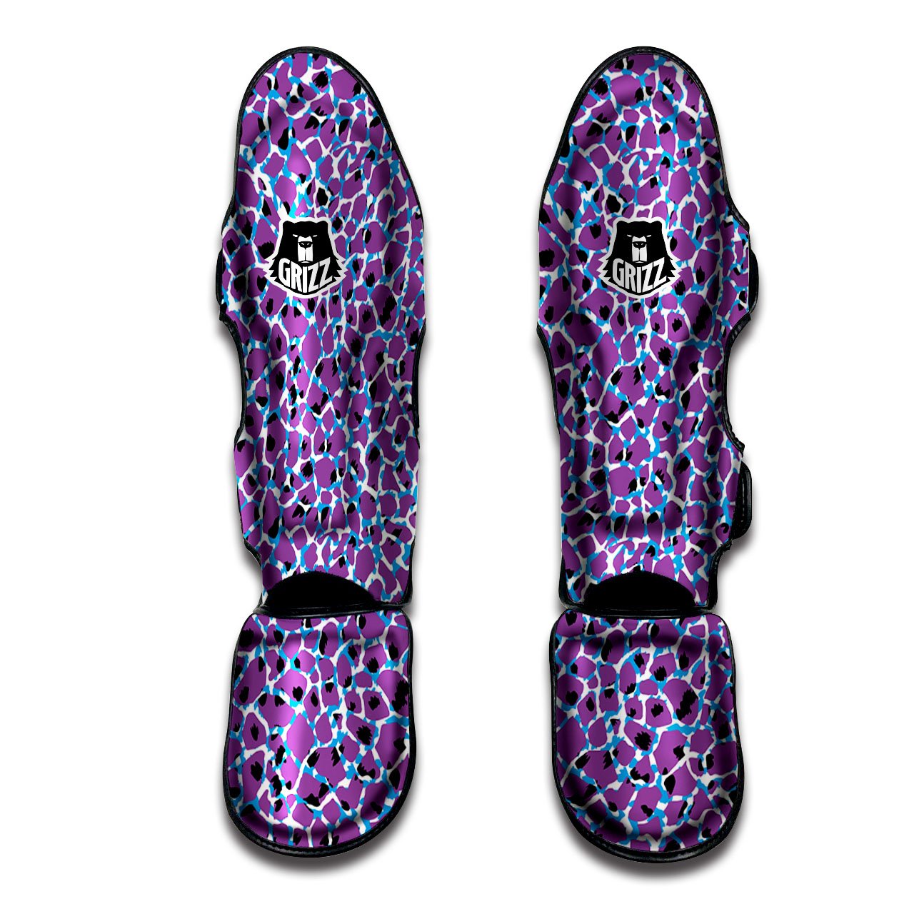 Giraffe Teal And Purple Print Pattern Muay Thai Shin Guards-grizzshop