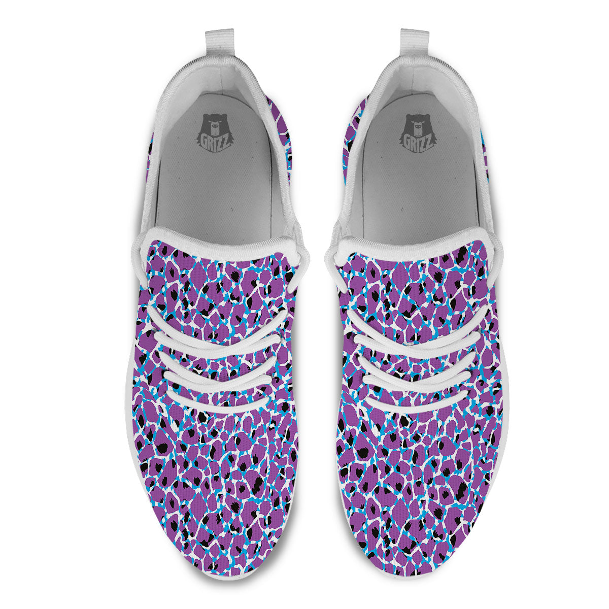 Giraffe Teal And Purple Print Pattern White Athletic Shoes-grizzshop