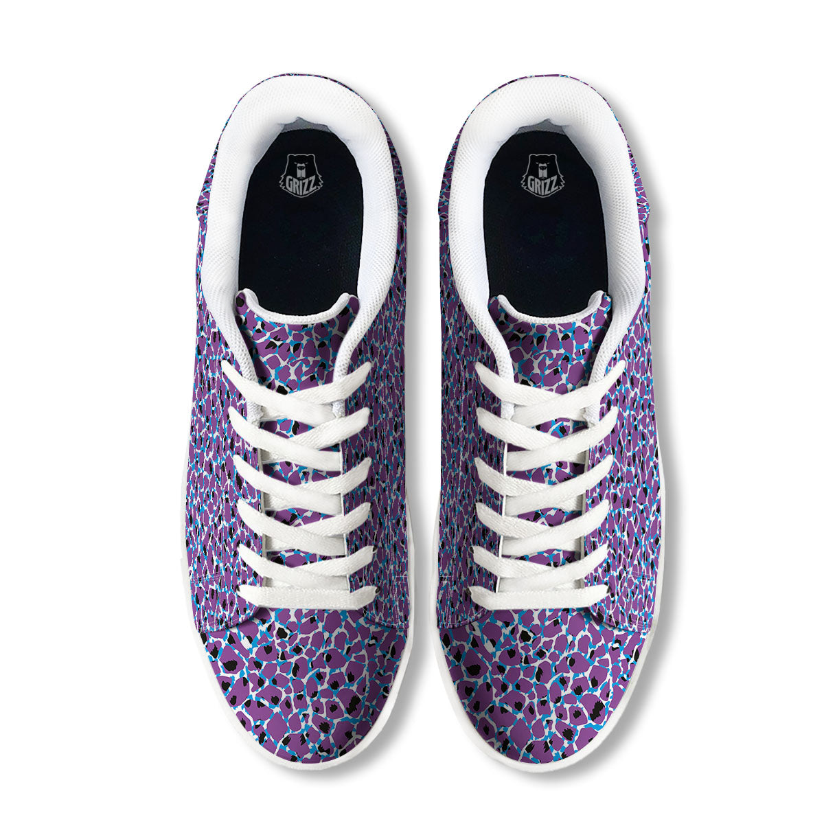 Giraffe Teal And Purple Print Pattern White Low Top Sneakers-grizzshop