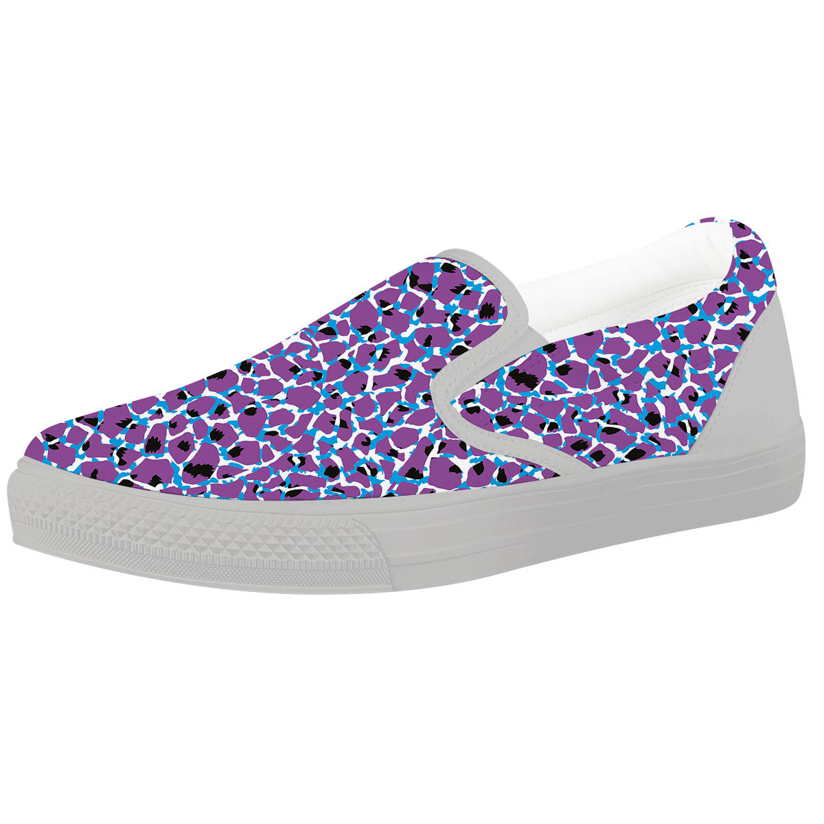 Giraffe Teal And Purple Print Pattern White Slip On Shoes-grizzshop
