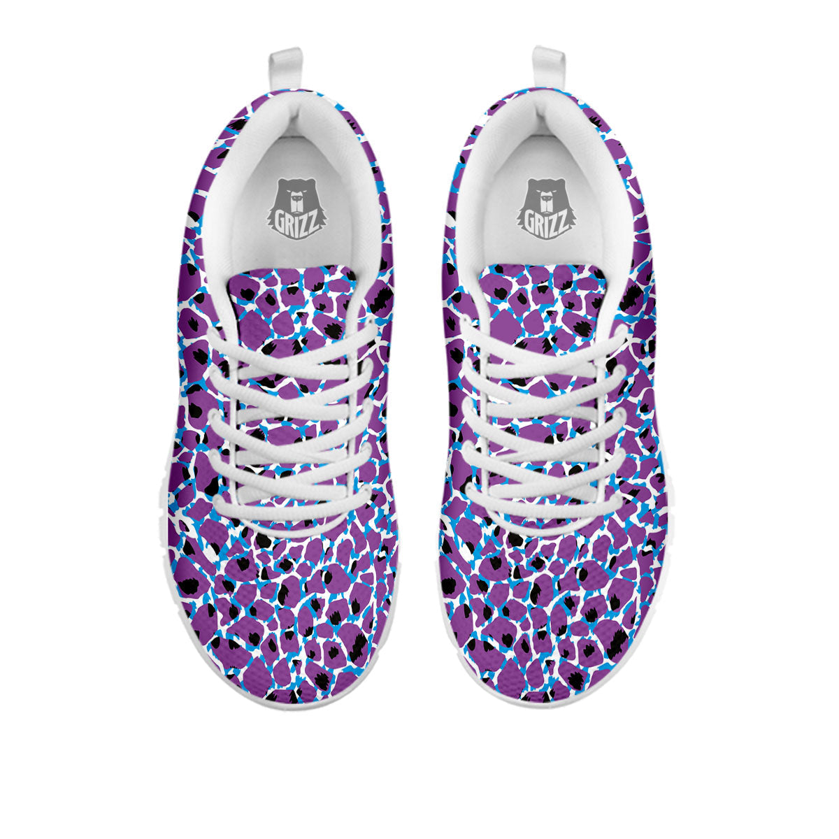 Giraffe Teal And Purple Print Pattern White Sneaker-grizzshop