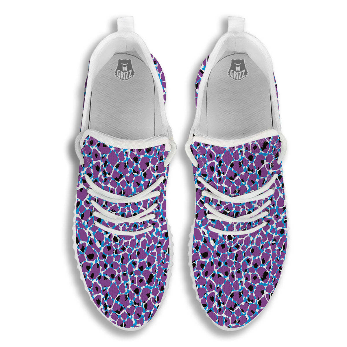 Giraffe Teal And Purple Print Pattern White Walking Shoes-grizzshop