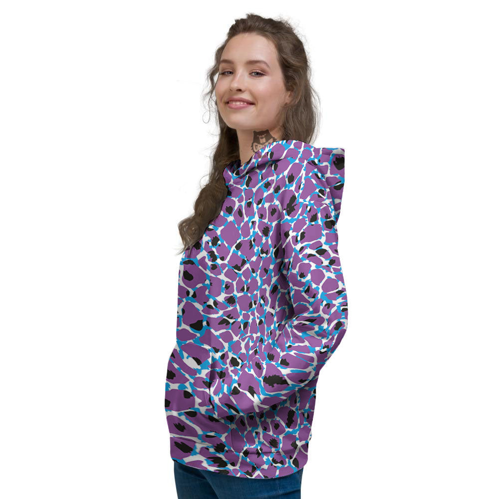 Giraffe Teal And Purple Print Pattern Women's Hoodie-grizzshop