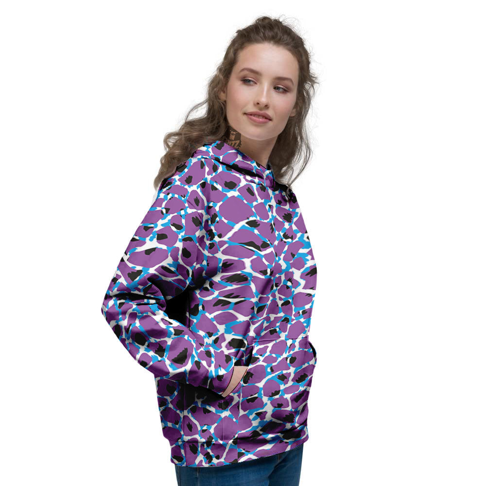 Giraffe Teal And Purple Print Pattern Women's Hoodie-grizzshop