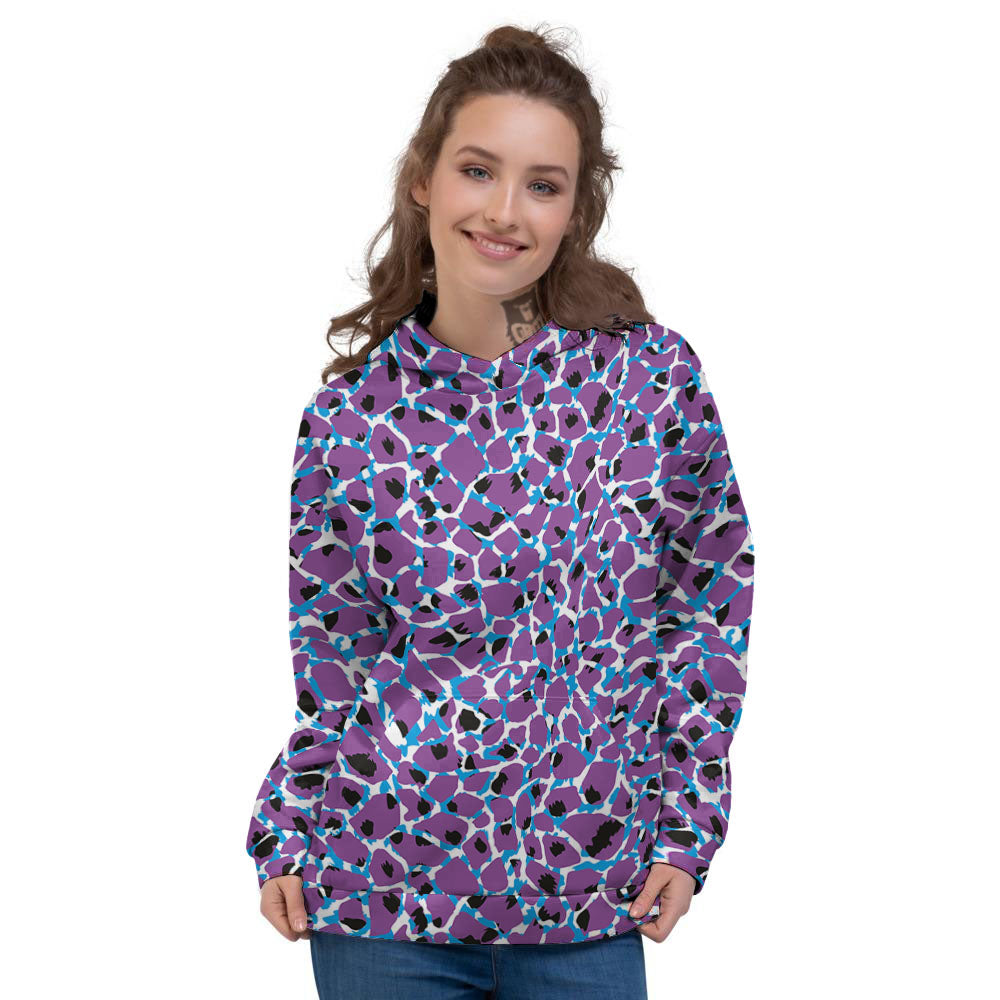 Giraffe Teal And Purple Print Pattern Women's Hoodie-grizzshop