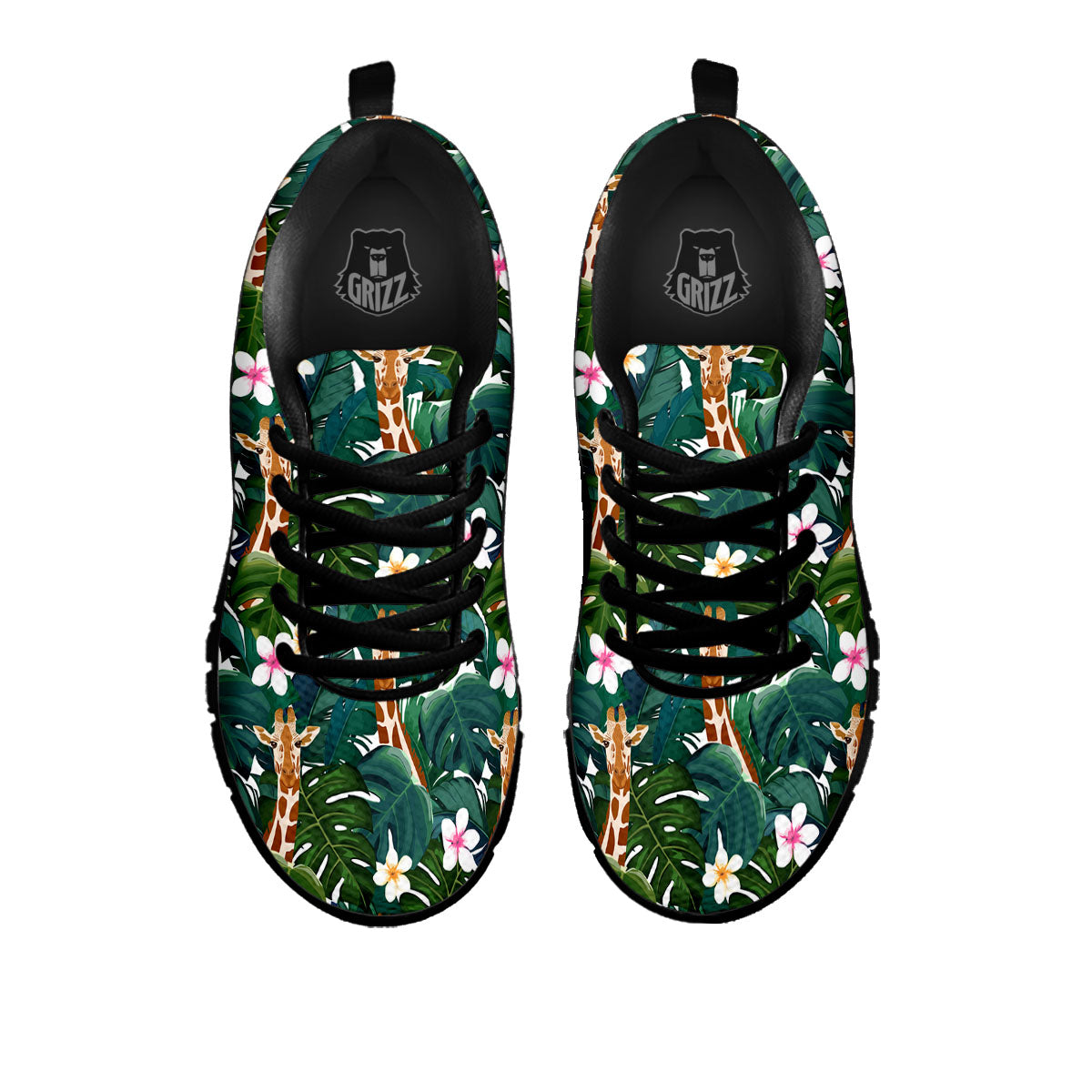 Giraffe Tropical Print Pattern Black Sneaker-grizzshop