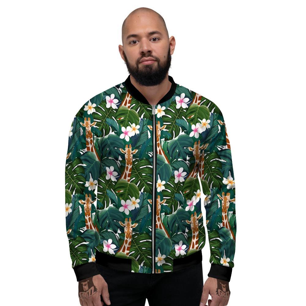 Giraffe Tropical Print Pattern Men's Bomber Jacket-grizzshop