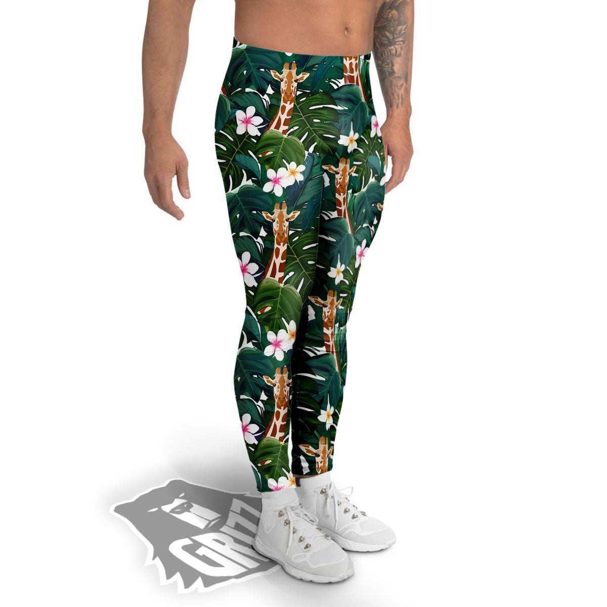 Giraffe Tropical Print Pattern Men's Leggings-grizzshop