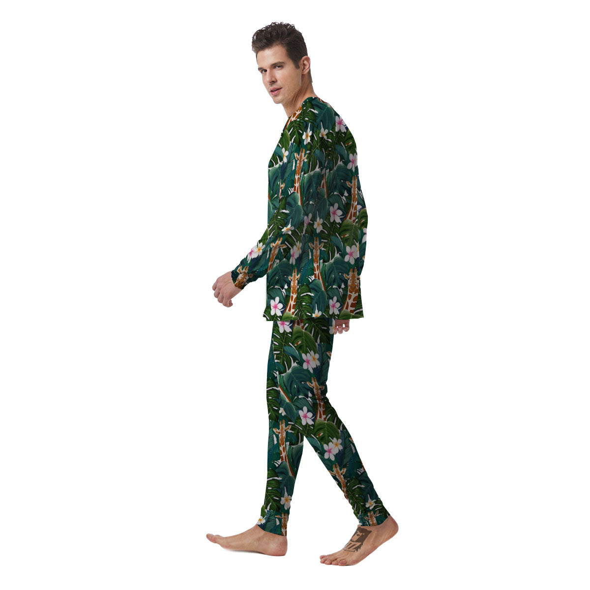 Giraffe Tropical Print Pattern Men's Pajamas-grizzshop