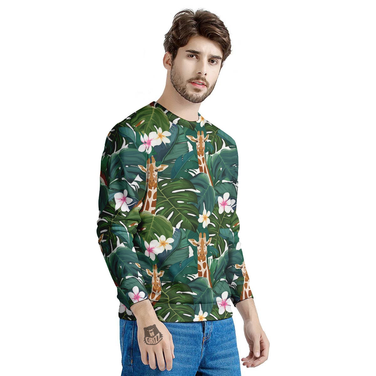 Giraffe Tropical Print Pattern Men's Sweatshirt-grizzshop