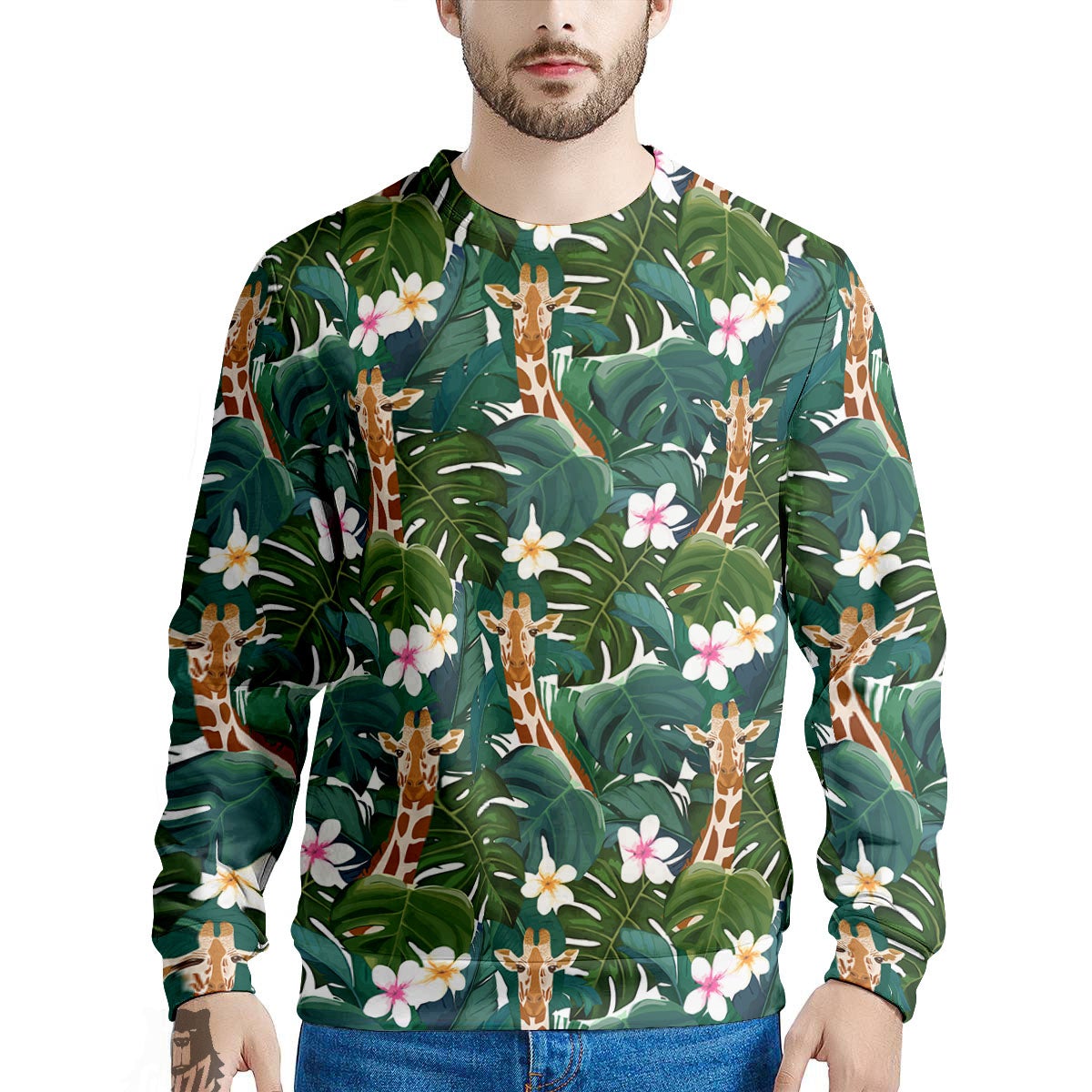 Giraffe Tropical Print Pattern Men's Sweatshirt-grizzshop