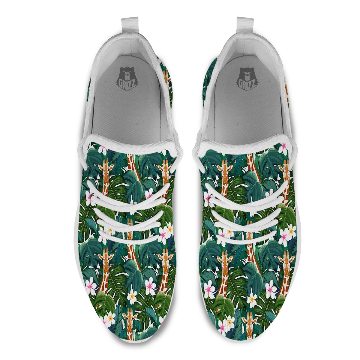 Giraffe Tropical Print Pattern White Athletic Shoes-grizzshop