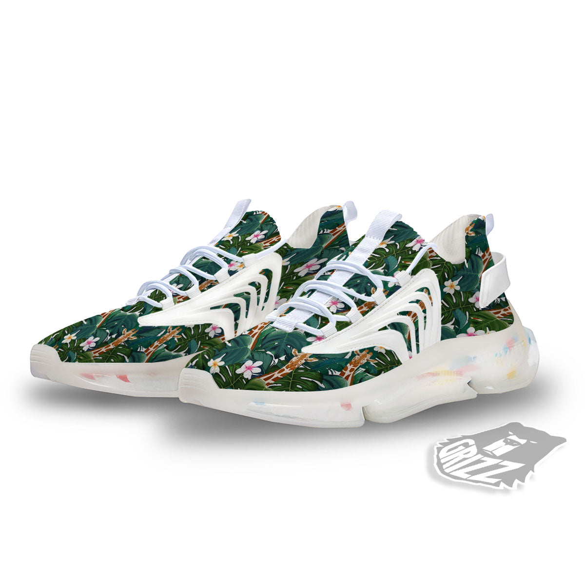 Giraffe Tropical Print Pattern White Gym Shoes-grizzshop