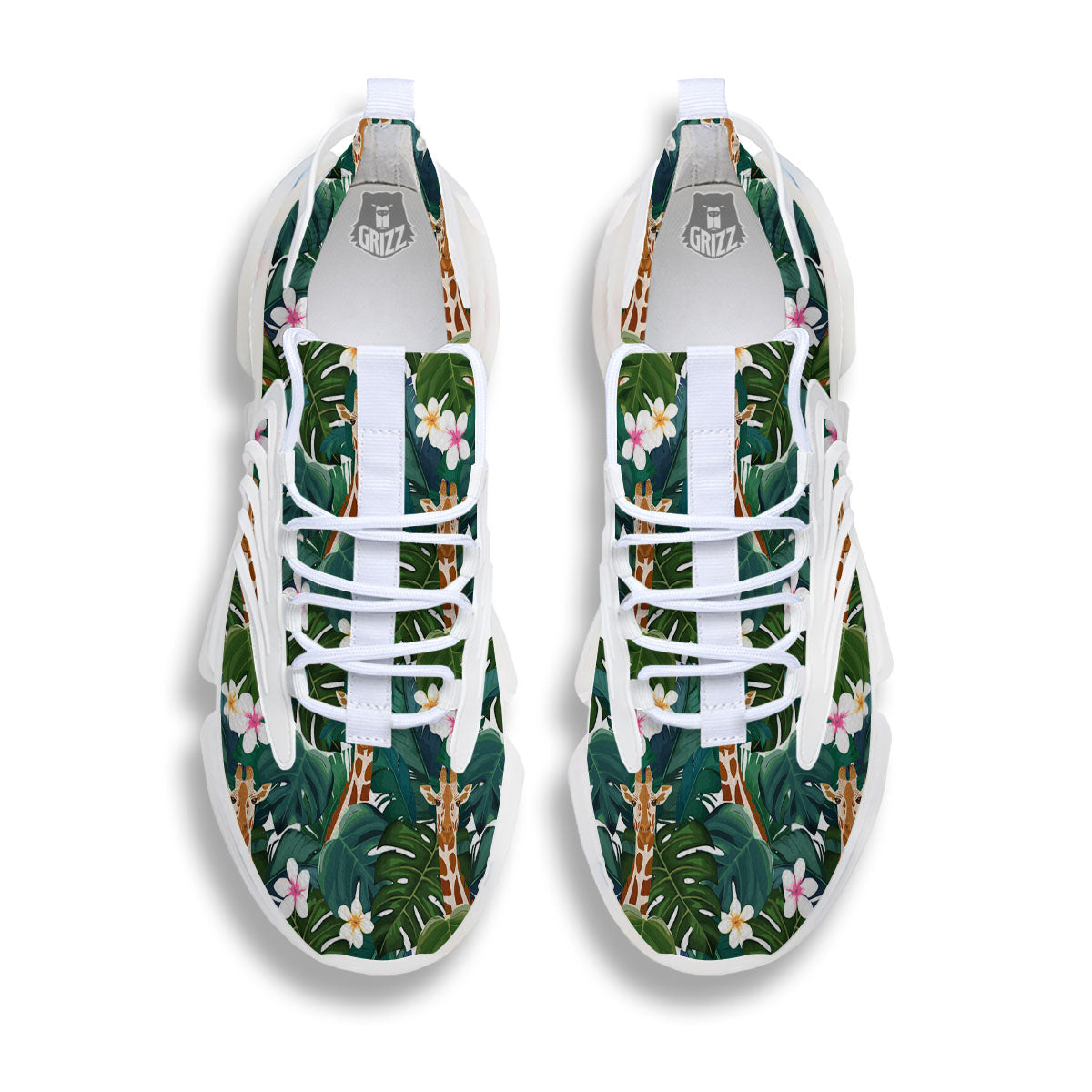 Giraffe Tropical Print Pattern White Gym Shoes-grizzshop