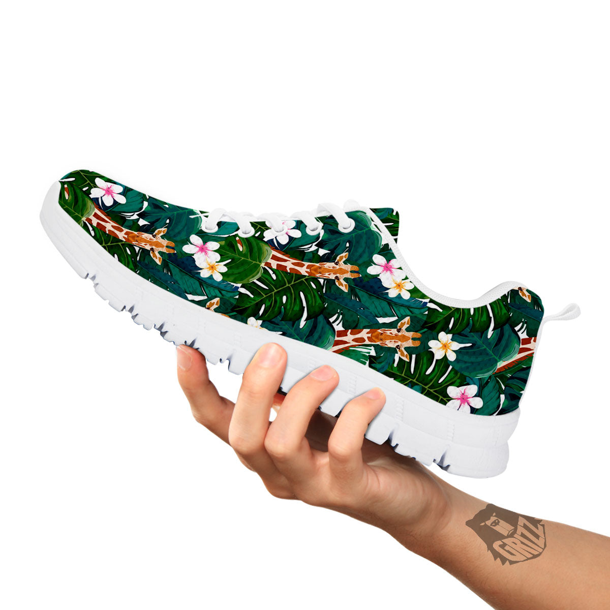 Giraffe Tropical Print Pattern White Sneaker-grizzshop