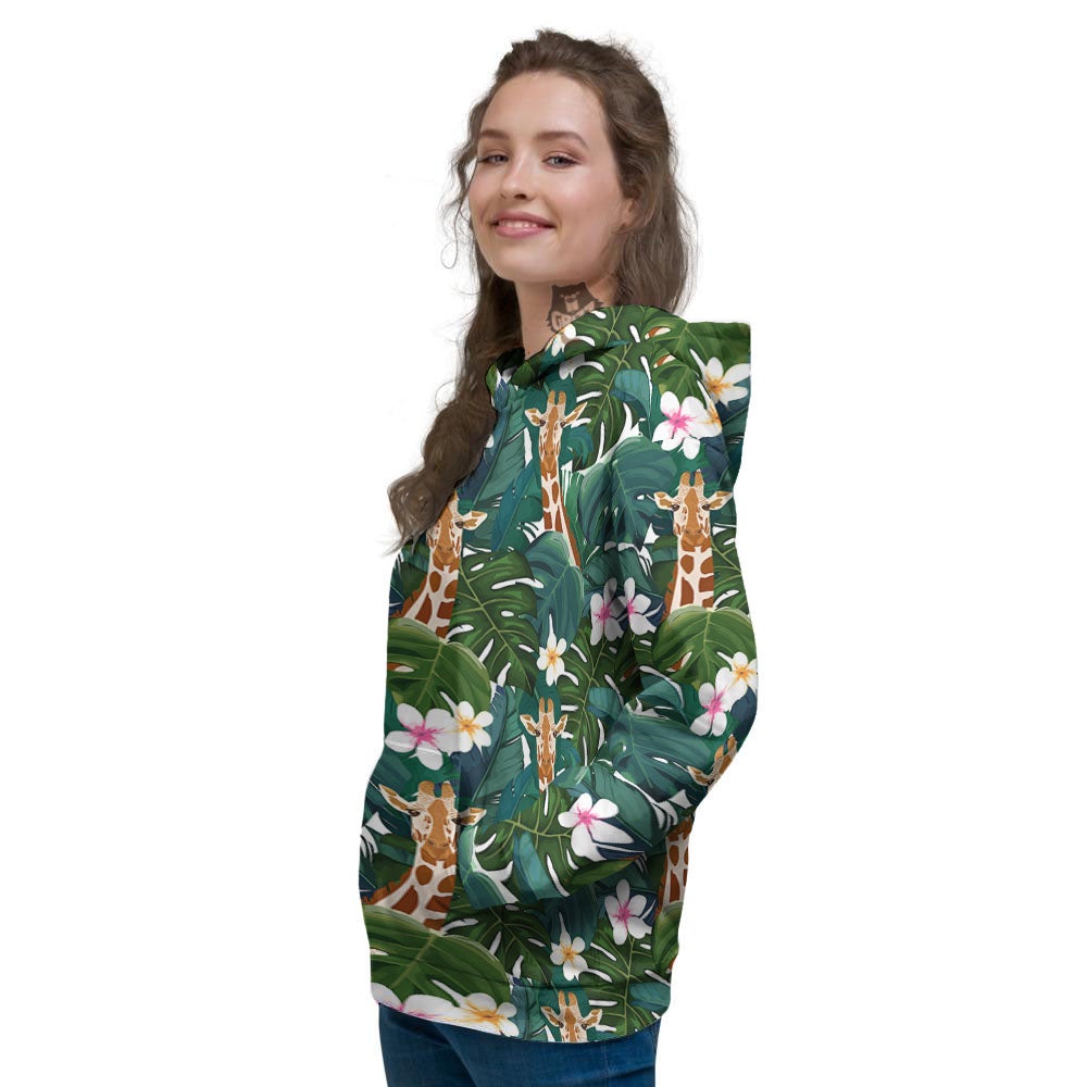 Giraffe Tropical Print Pattern Women's Hoodie-grizzshop