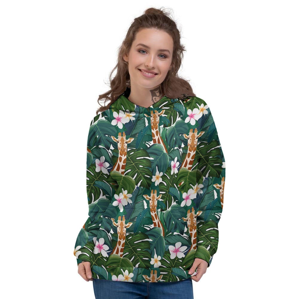 Giraffe Tropical Print Pattern Women's Hoodie-grizzshop