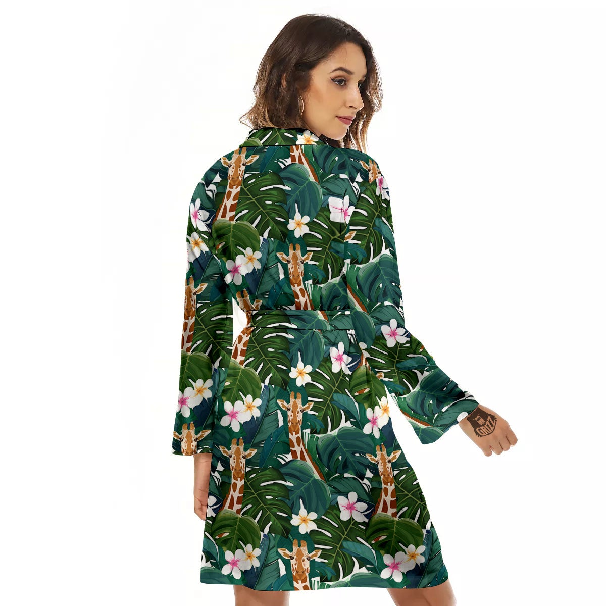Giraffe Tropical Print Pattern Women's Robe-grizzshop