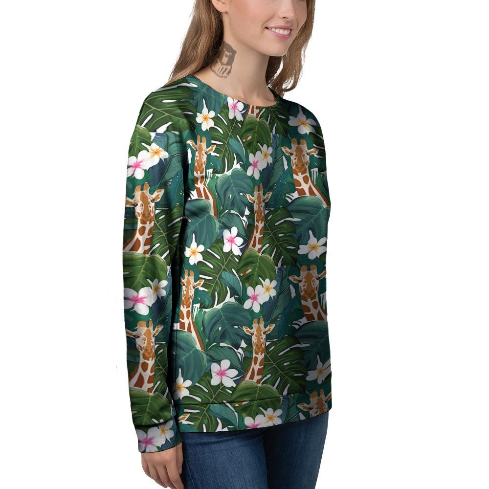 Giraffe Tropical Print Pattern Women's Sweatshirt-grizzshop