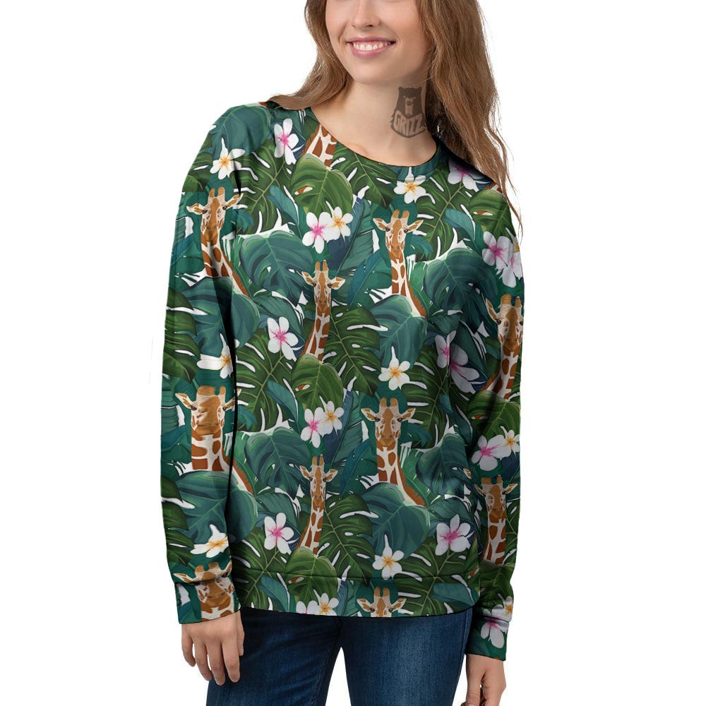 Giraffe Tropical Print Pattern Women's Sweatshirt-grizzshop