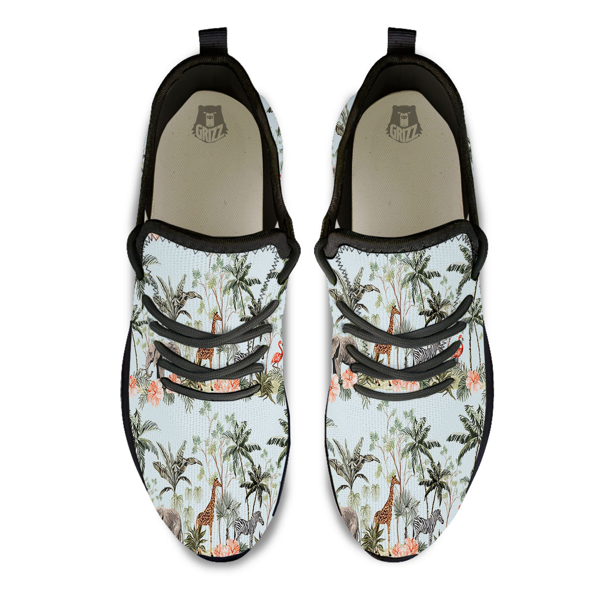 Giraffe Tropical Zebra Print Pattern Black Athletic Shoes-grizzshop