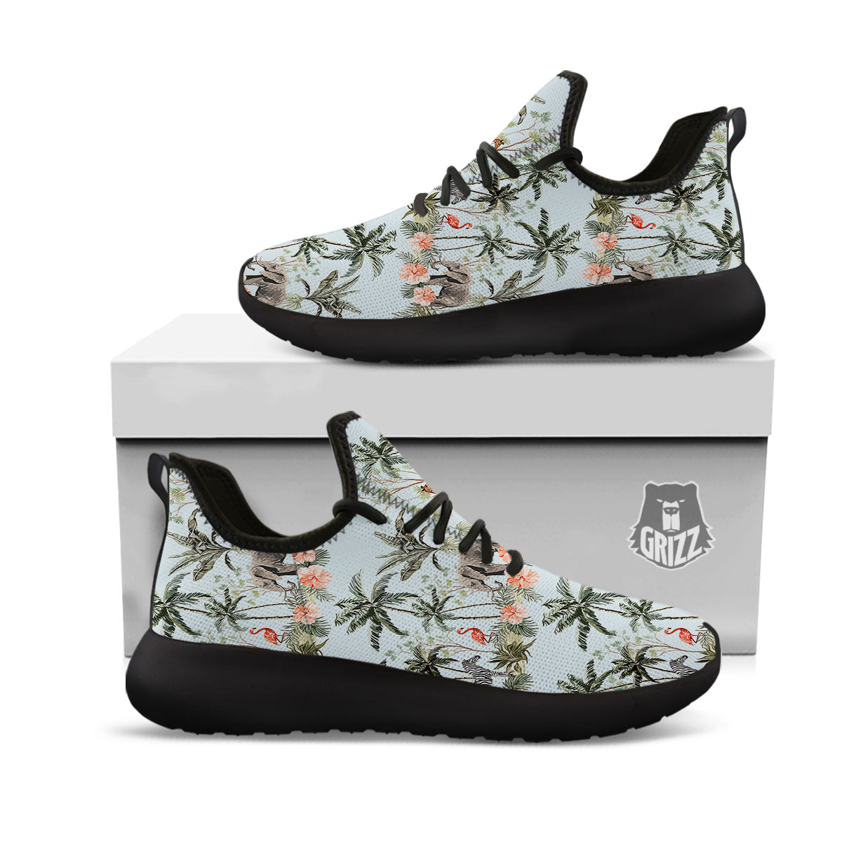Giraffe Tropical Zebra Print Pattern Black Athletic Shoes-grizzshop