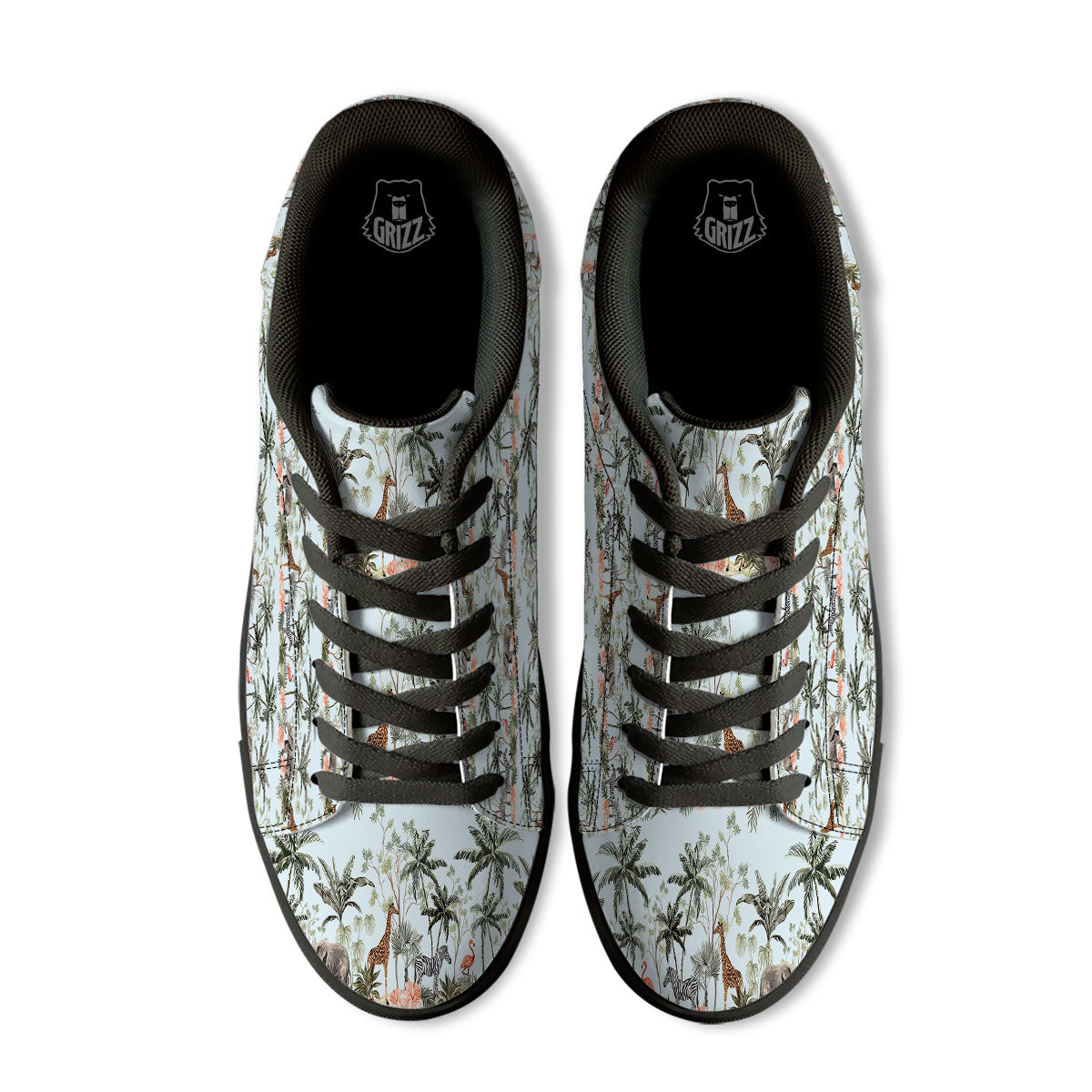 Giraffe Tropical Zebra Print Pattern Black Low Top Sneakers-grizzshop