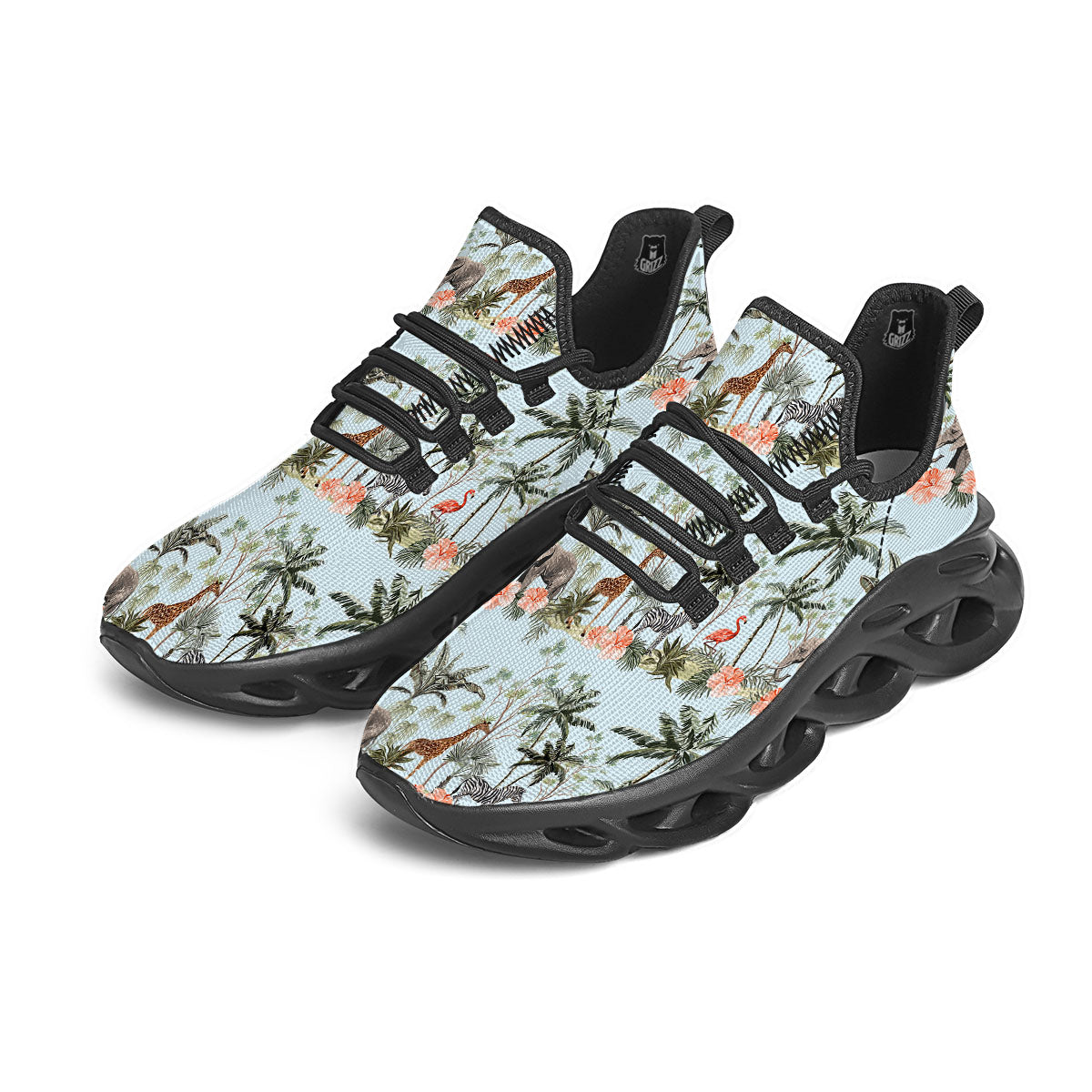 Giraffe Tropical Zebra Print Pattern Black Running Shoes-grizzshop